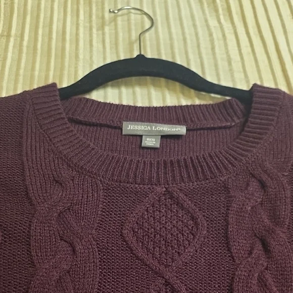 Jessica London Cable Knit Sweater Dress in Plum Size 18/20 - Picture 8 of 13